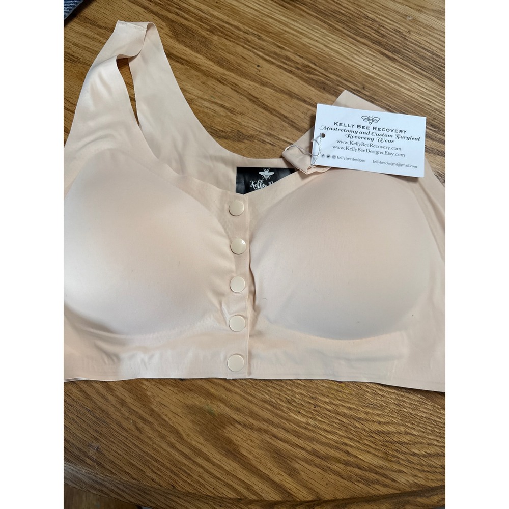Kelly Bee Recovery Mastectomy Surgical Bra Front Snap Nude 2XL New